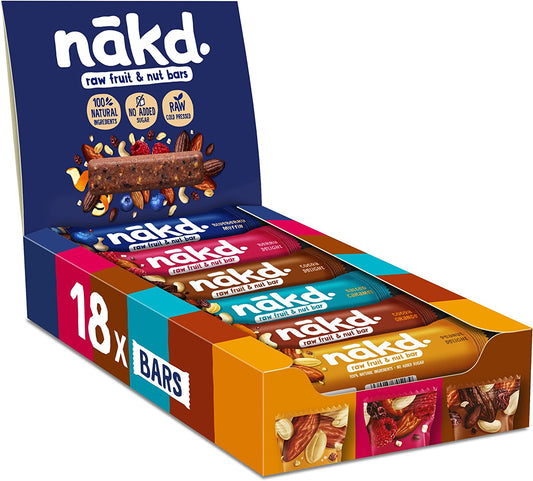 Nakd Fruit & Nut Bar Variety Pack - Vegan - Healthy Snack - Gluten Free - 35G X 18 Bars